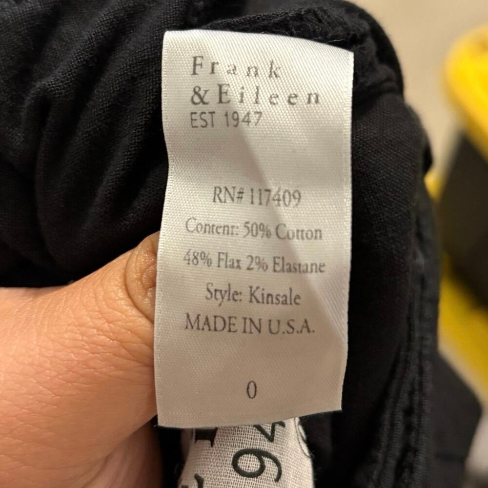 Frank & Eileen Black Kinsale Cotton Flax Crop Pants Size 0 - Picture 7 of 8